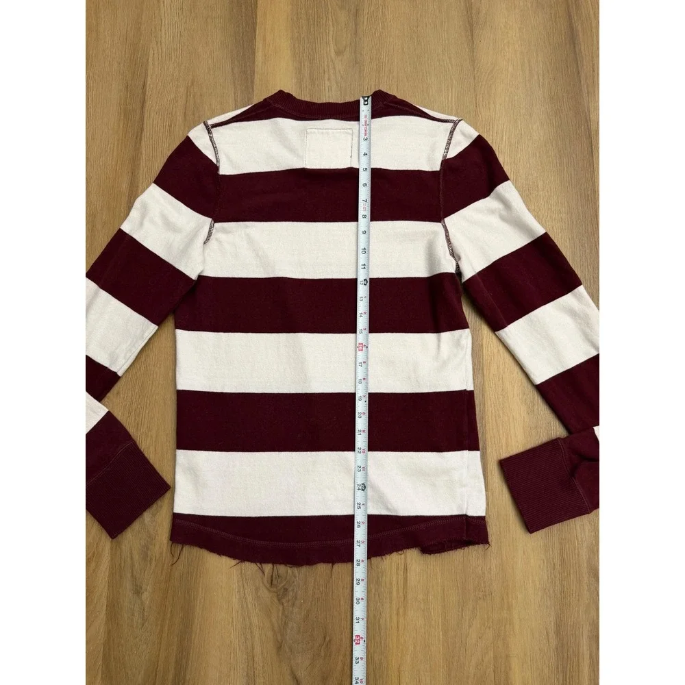 Abercrombie & Fitch Vintage Y2K Striped Muscle Fit V-Neck Shirt L Burgundy